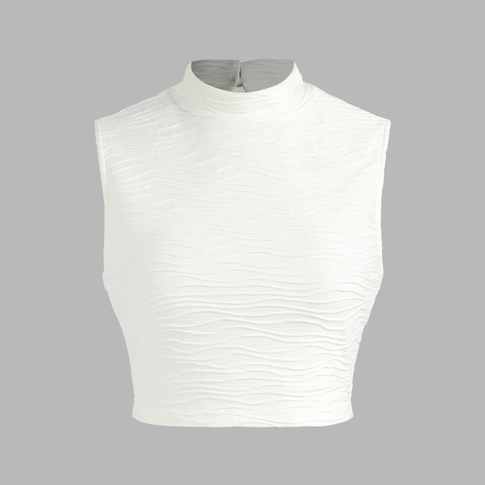 Cider Elegant White Sleeveless Crop Top